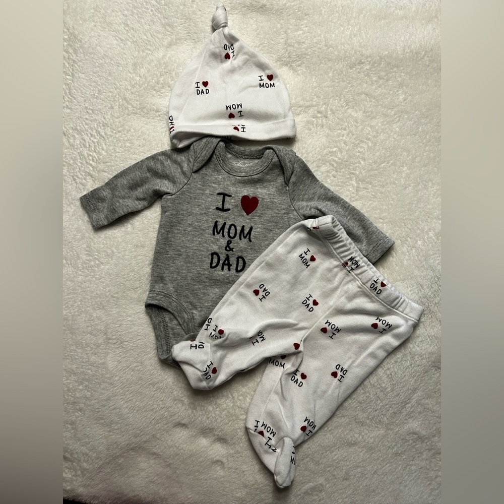 Charming Gray and White Baby Bodysuit Set
